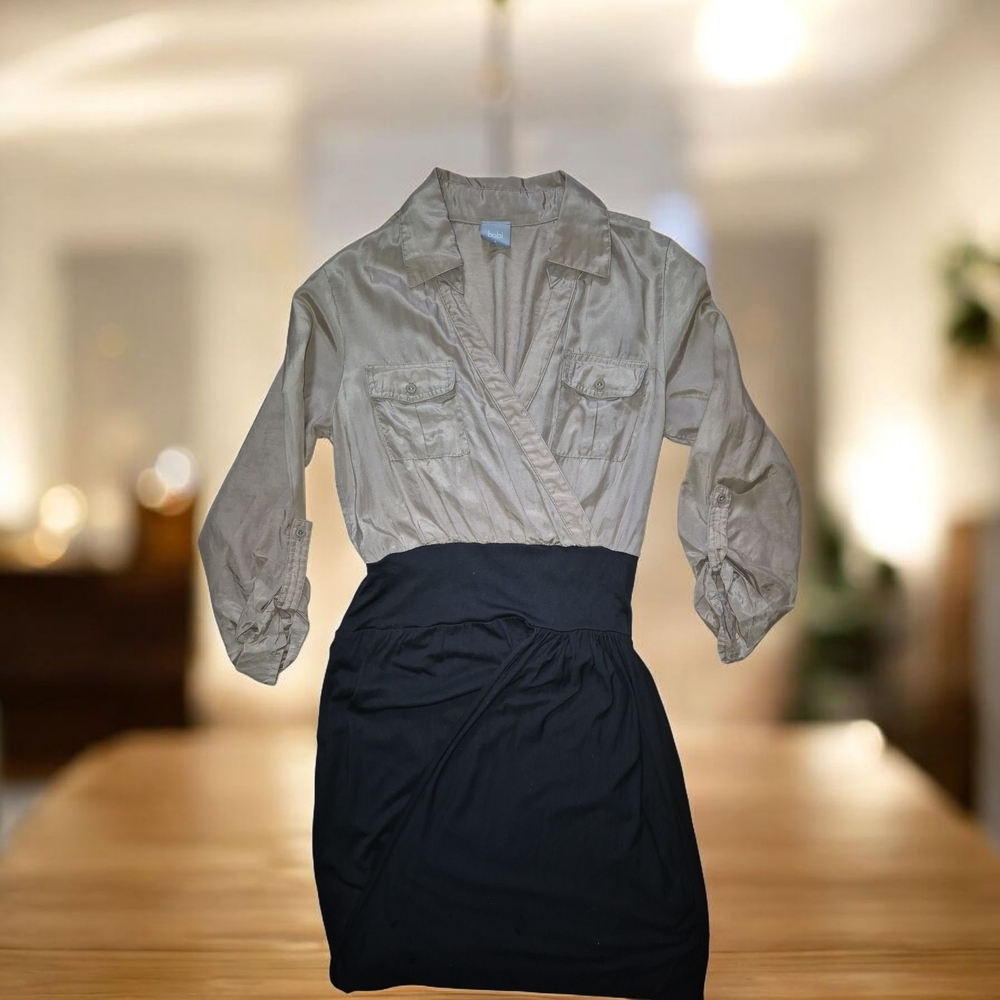 bobi Cream and Black Mini Dress